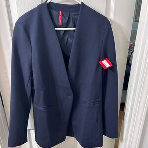 Spanx nwt collarless navy blazer.